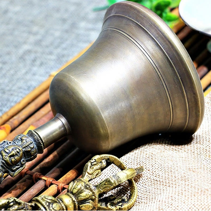 2Pcs Handmade Tibetan Meditation Bell and Vajra Dorje Copper Strength Decoration Set - Image 5