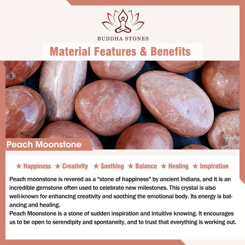 Vintage Prong Setting Four Leaf Flower Design Peach Moonstone Adjustable Soothing Ring - Image 6