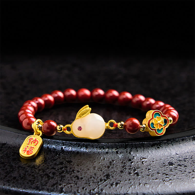 Cinnabar Cute Rabbit Bunny Fu Character Calm Bracelet