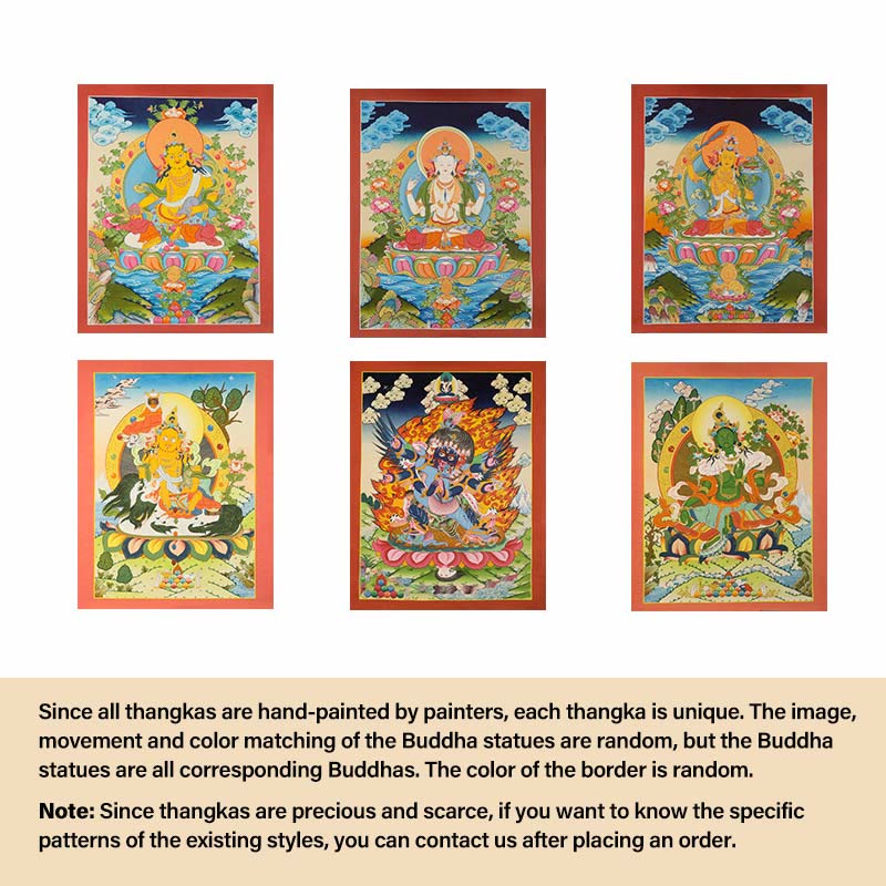 Tibetan Thangka Painting Yellow God of Wealth Green Tara Avalokitesvara Handmade Decoration Blind Box(Random Style) - Image 24