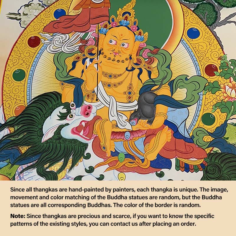 Tibetan Thangka Painting Yellow God of Wealth Green Tara Avalokitesvara Handmade Decoration Blind Box(Random Style) - Image 4