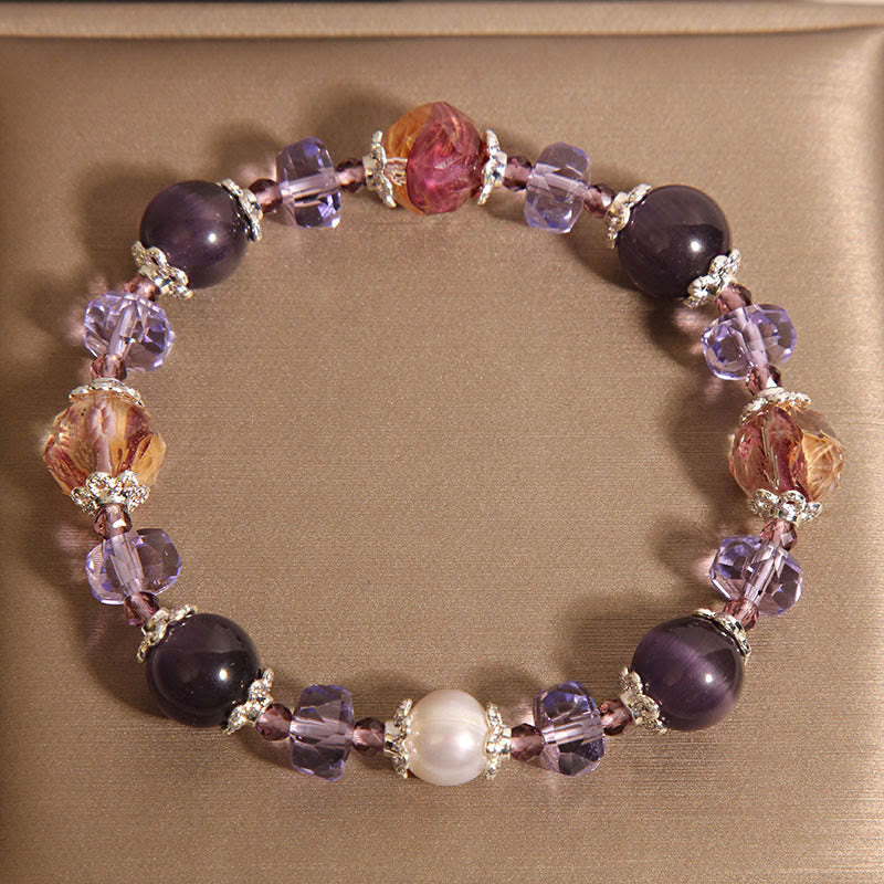 Natural Amethyst Pearl Crystal Positive Bracelet - Image 5