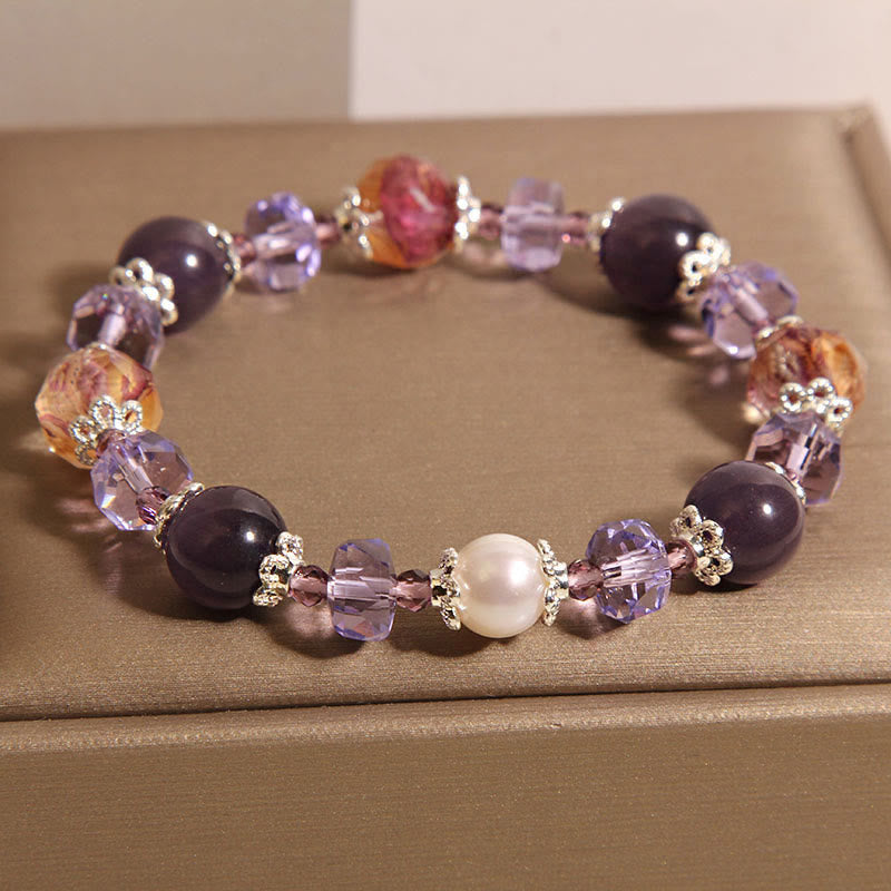 Natural Amethyst Pearl Crystal Positive Bracelet - Image 4