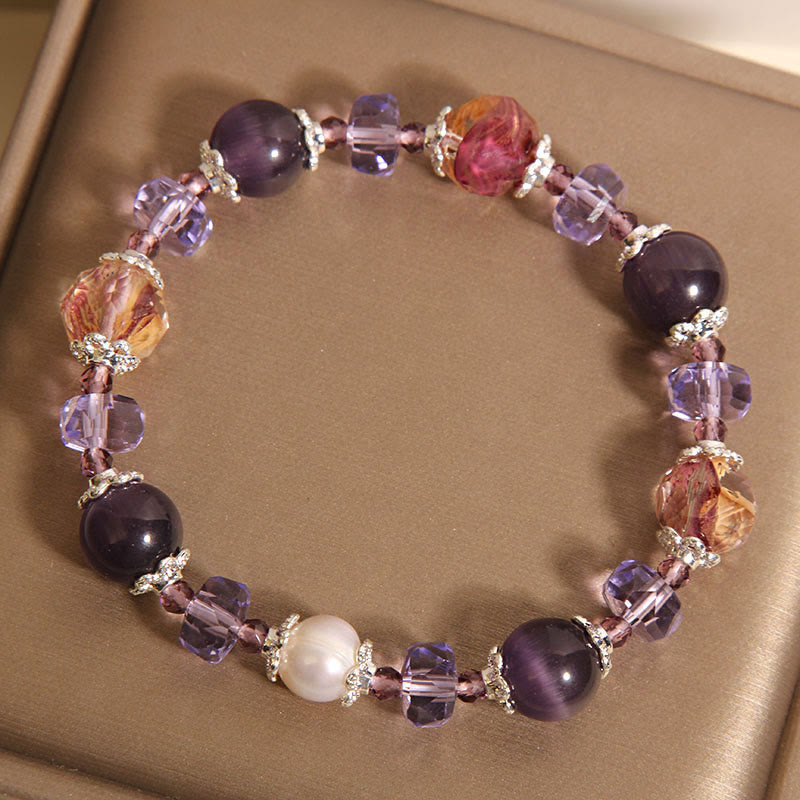 Natural Amethyst Pearl Crystal Positive Bracelet - Image 3