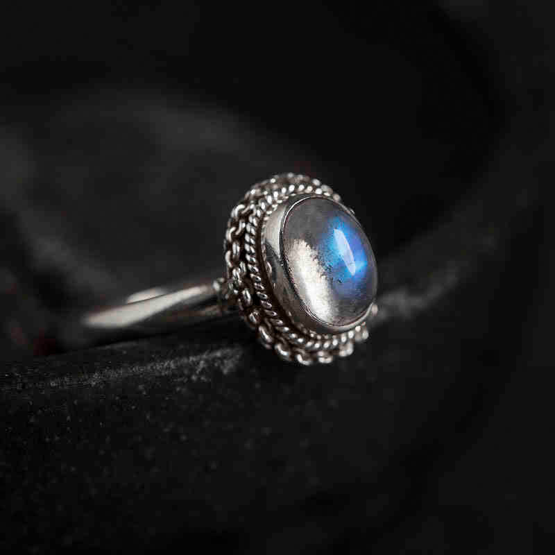 925 Sterling Silver Natural Moonstone Positive Ring - Image 11