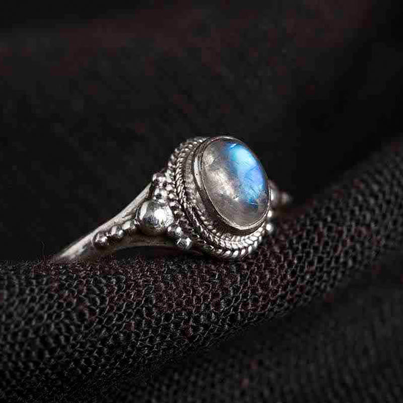 925 Sterling Silver Natural Moonstone Positive Ring - Image 16