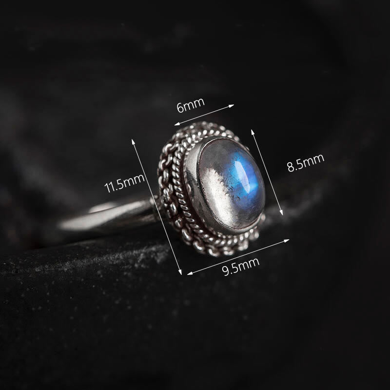 925 Sterling Silver Natural Moonstone Positive Ring - Image 15