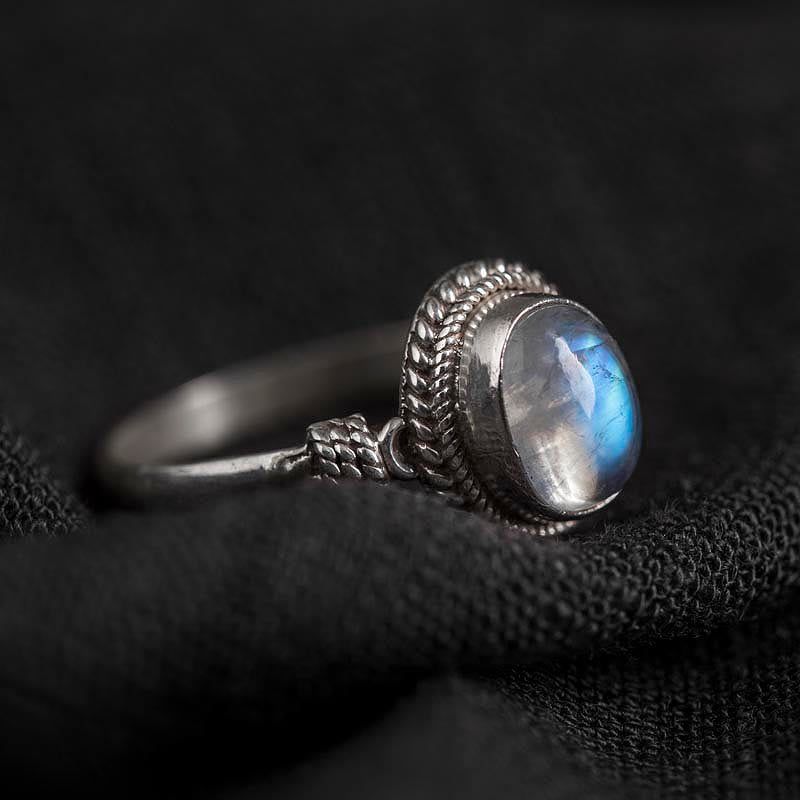 925 Sterling Silver Natural Moonstone Positive Ring - Image 4