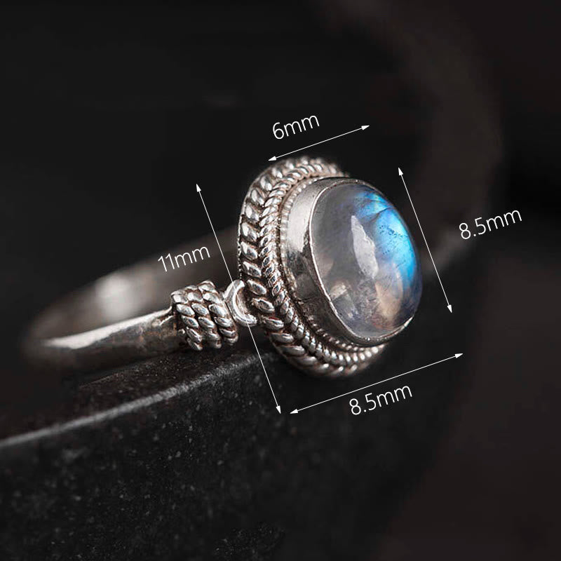 925 Sterling Silver Natural Moonstone Positive Ring - Image 6