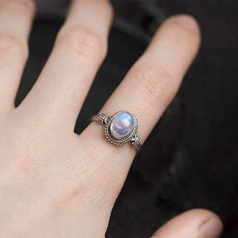 925 Sterling Silver Natural Moonstone Positive Ring - Image 5