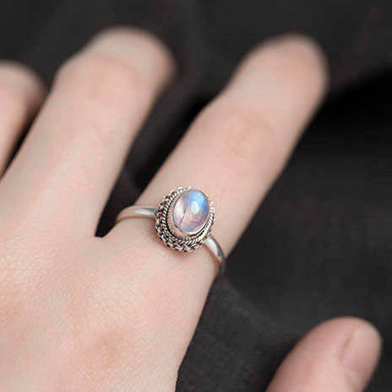 925 Sterling Silver Natural Moonstone Positive Ring - Image 14