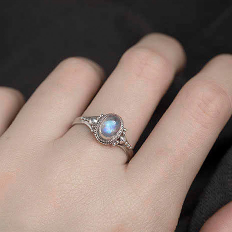 925 Sterling Silver Natural Moonstone Positive Ring - Image 18