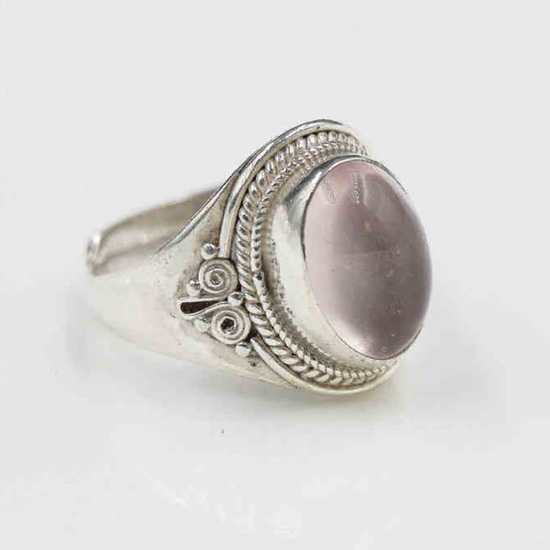 925 Sterling Silver Handmade Natural Rose Quartz Loving Energy Adjustable Ring - Image 15