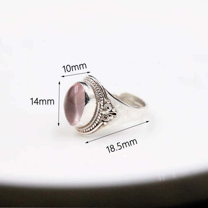 925 Sterling Silver Handmade Natural Rose Quartz Loving Energy Adjustable Ring - Image 9