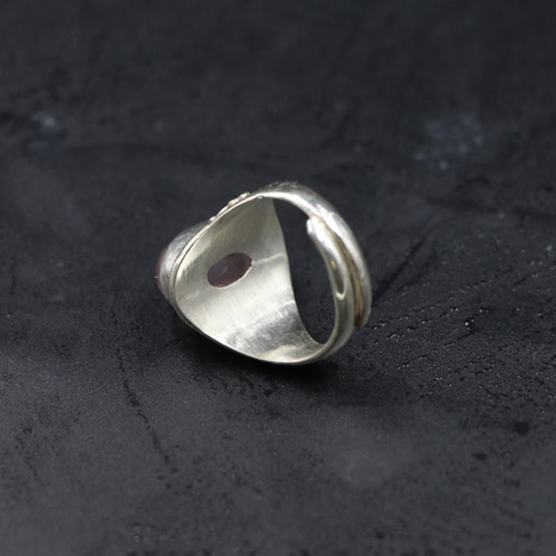 925 Sterling Silver Handmade Natural Rose Quartz Loving Energy Adjustable Ring - Image 4