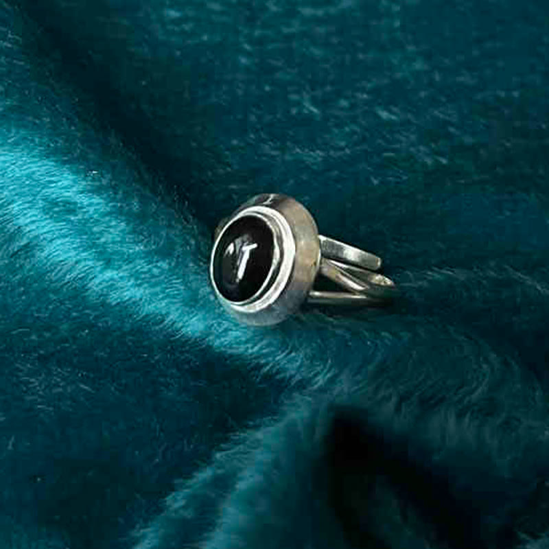 925 Sterling Silver Handmade Black Onyx Fortune Adjustable Ring - Image 9
