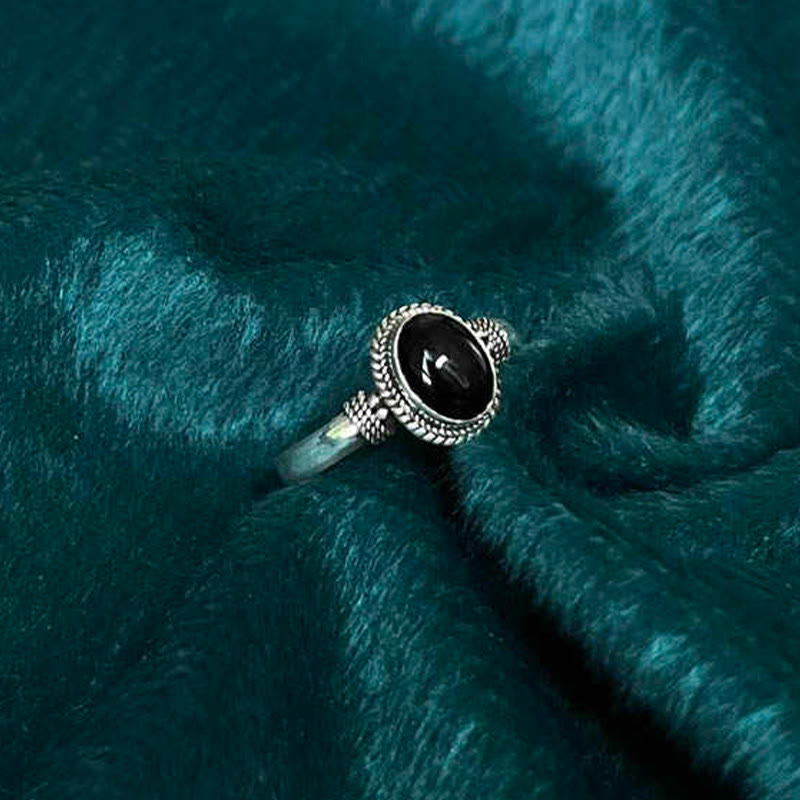 925 Sterling Silver Handmade Black Onyx Fortune Adjustable Ring - Image 3