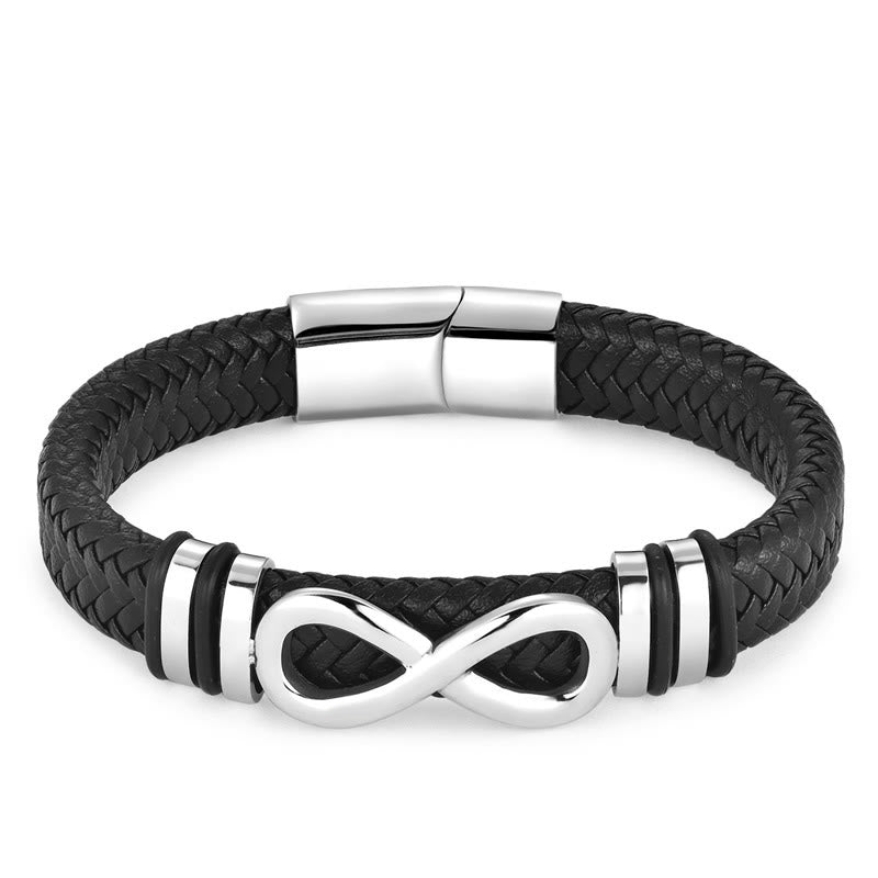 Endless Knot Design Titanium Steel Strengthen Braided Leather Buckle Bracelet - Image 4