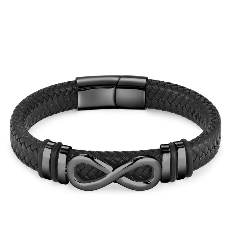 Endless Knot Design Titanium Steel Strengthen Braided Leather Buckle Bracelet - Image 10