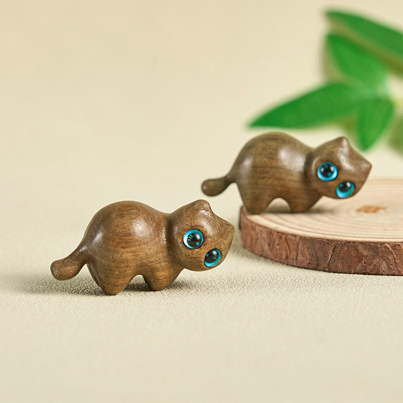 Mini Cute Stretching Cat Carved Soothing Desk Decoration - Image 5