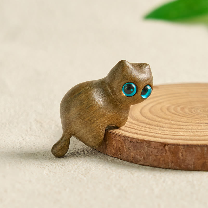 Mini Cute Stretching Cat Carved Soothing Desk Decoration - Image 3
