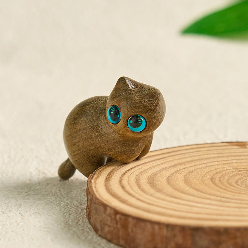 Mini Cute Stretching Cat Carved Soothing Desk Decoration - Image 4