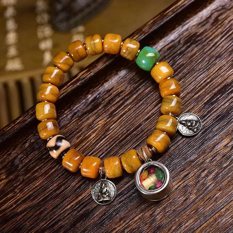 Vintage Tibetan Bone Beads Dzi Bead Cute Fox Balance Bracelet - Image 7