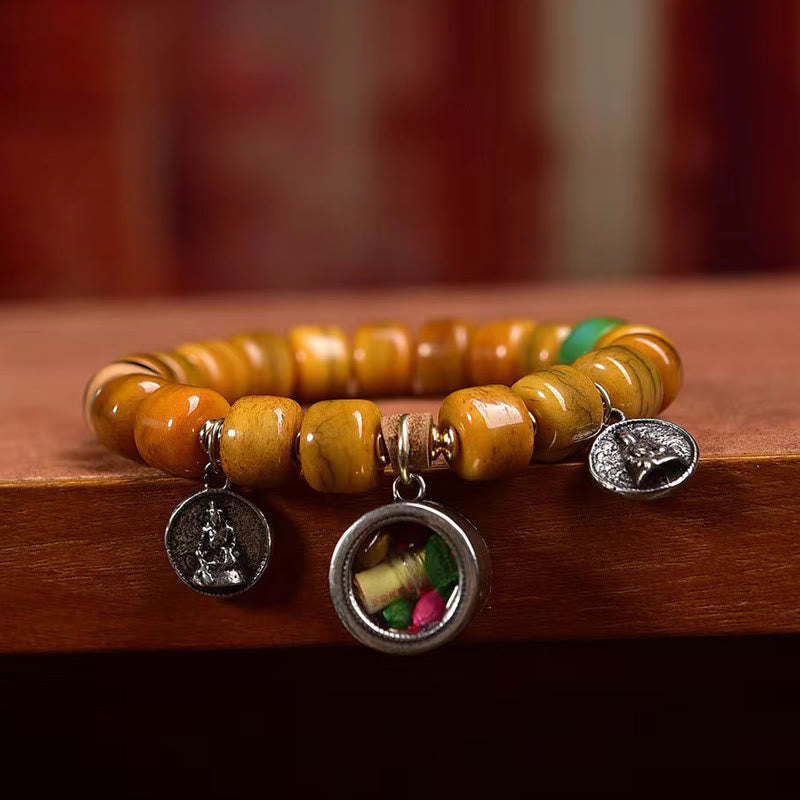Vintage Tibetan Bone Beads Dzi Bead Cute Fox Balance Bracelet - Image 9
