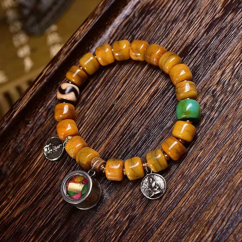 Vintage Tibetan Bone Beads Dzi Bead Cute Fox Balance Bracelet - Image 8