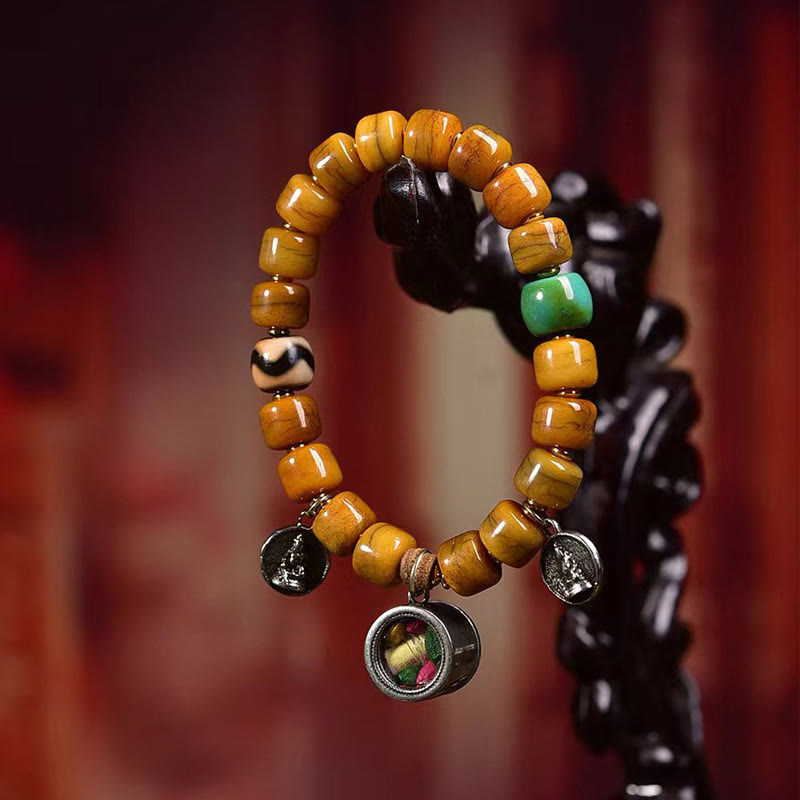Vintage Tibetan Bone Beads Dzi Bead Cute Fox Balance Bracelet - Image 10