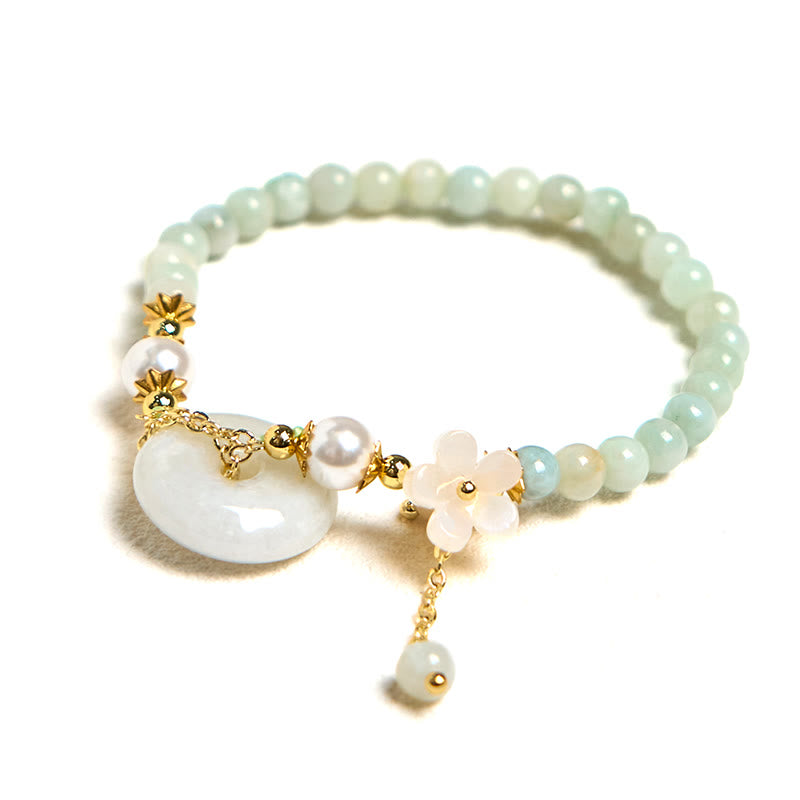 Jade Peace Buckle Beads Flower Prosperity Bracelet - Image 6