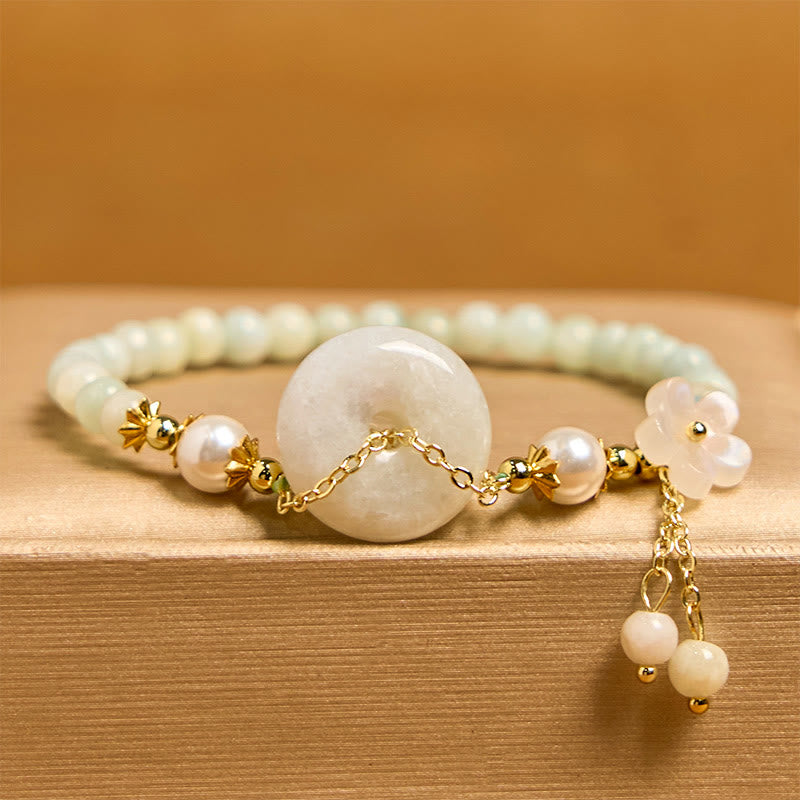 Jade Peace Buckle Beads Flower Prosperity Bracelet - Image 3