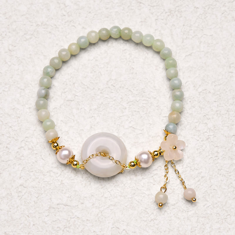 Jade Peace Buckle Beads Flower Prosperity Bracelet - Image 5