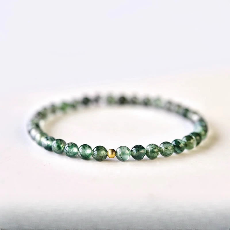 Moss Agate Lucky Bead Soothing Bracelet