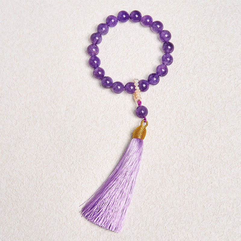 Natural Amethyst Beads Meditation Tassels Bracelet
