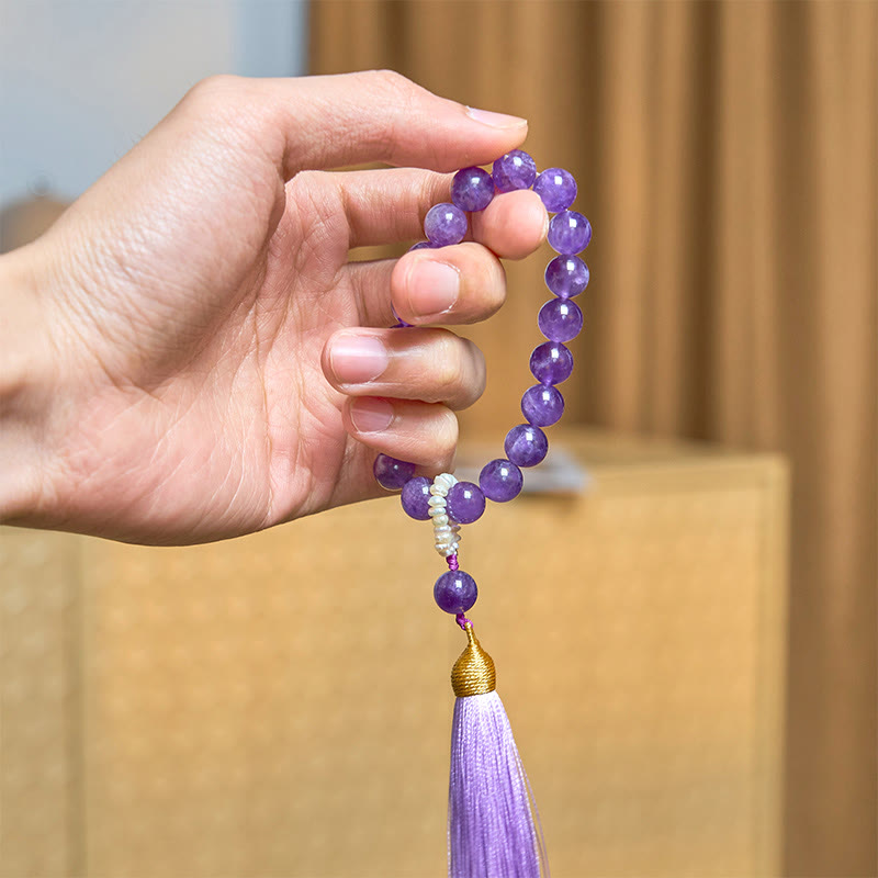 Natural Amethyst Beads Meditation Tassels Bracelet - Image 7