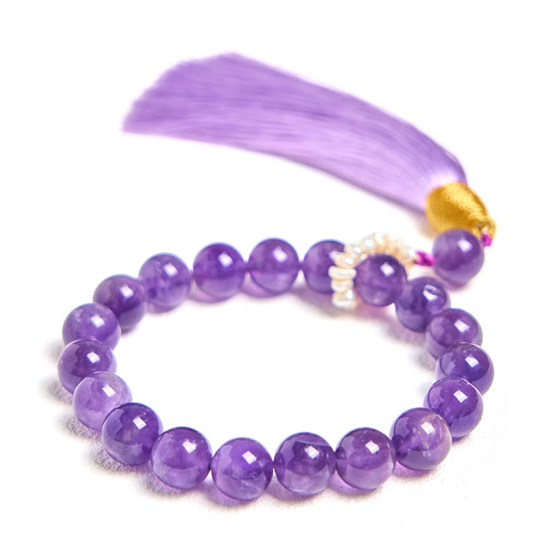 Natural Amethyst Beads Meditation Tassels Bracelet - Image 6