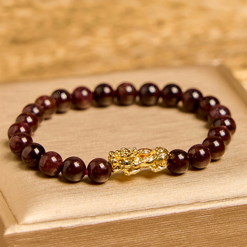 Natural Garnet Beads PiXiu Protection Bracelet