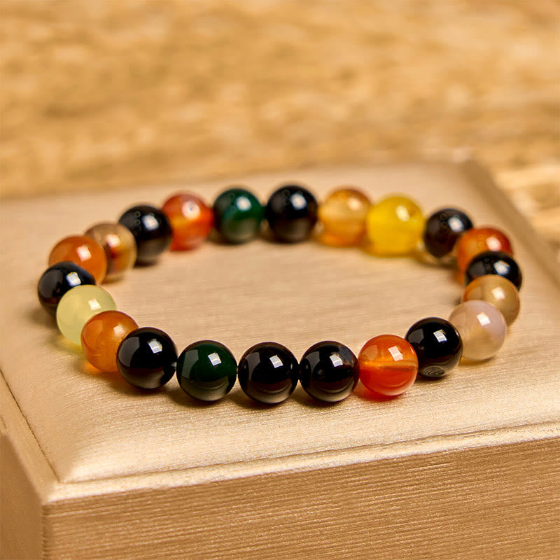 Natural Colorful Chalcedony Agate Harmony Bracelet