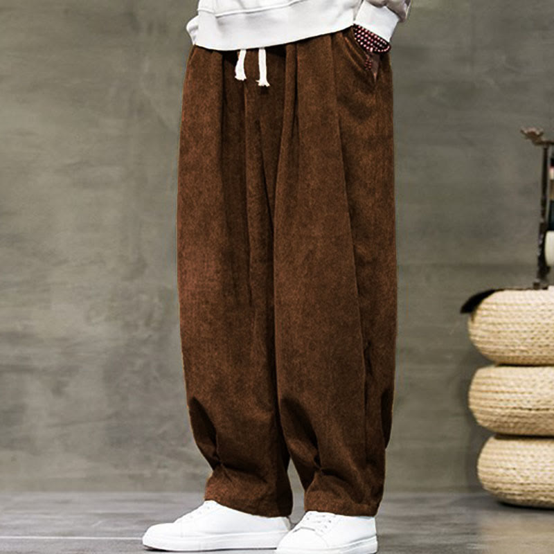 Casual Plain Cotton Bloomer Men's Pants With Pockets - Image 30