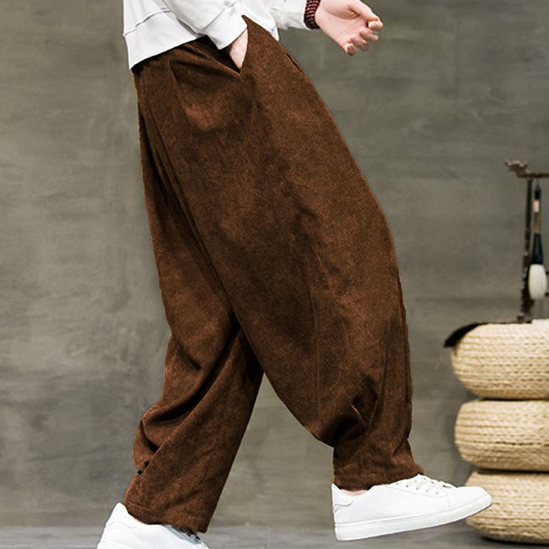 Casual Plain Cotton Bloomer Men's Pants With Pockets - Image 38