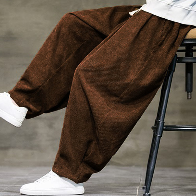 Casual Plain Cotton Bloomer Men's Pants With Pockets - Image 36