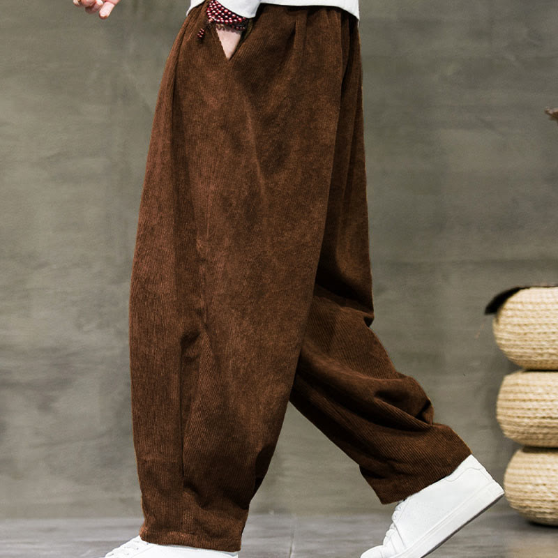 Casual Plain Cotton Bloomer Men's Pants With Pockets - Image 32