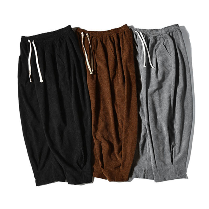 Casual Plain Cotton Bloomer Men's Pants With Pockets - Image 42