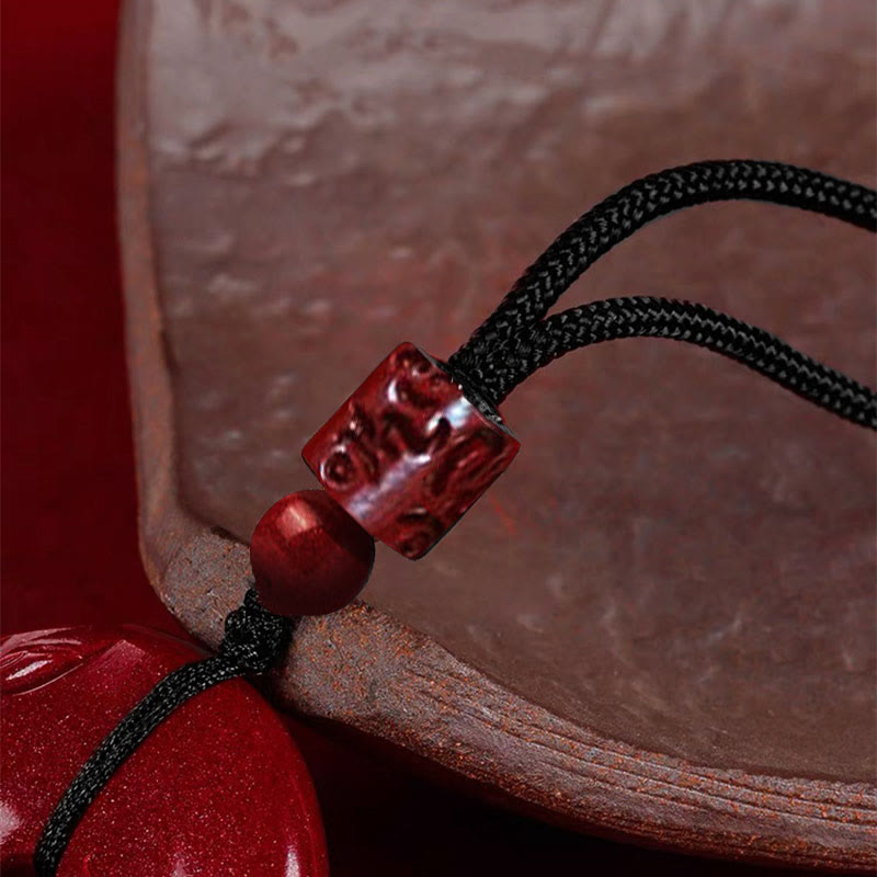 Natural Cinnabar Lotus Peace Buckle Blessing Necklace String Pendant - Image 5