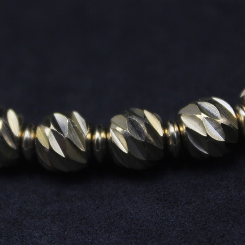 Vintage Distressed Knife Carving Pattern Copper Brass Beads Wealth Bracelet - Image 11