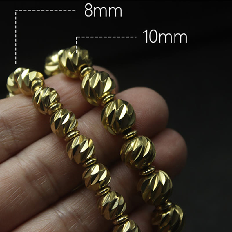 Vintage Distressed Knife Carving Pattern Copper Brass Beads Wealth Bracelet - Image 17