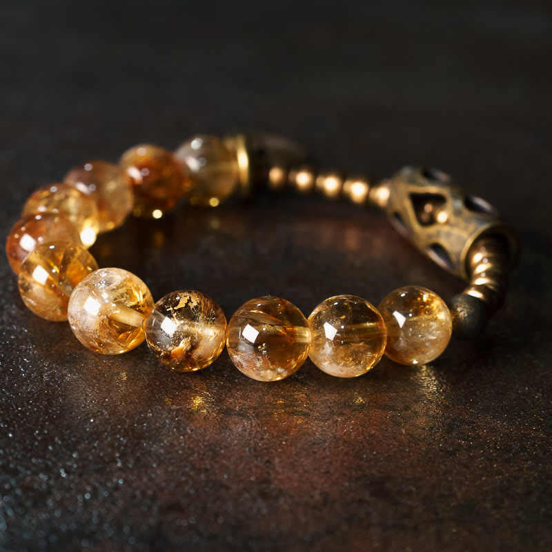 Daily Retro 10mm Citrine Beads Protection Bracelet
