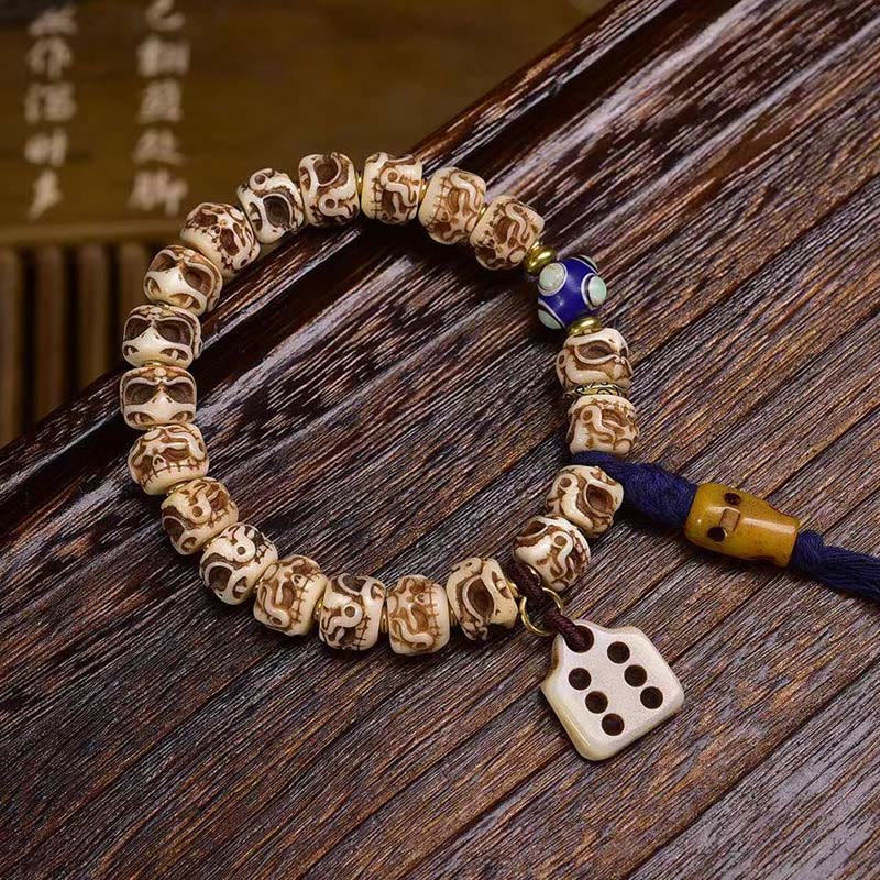 Tibetan Camel Bone Garuda Carved Protection Tassel Bracelet - Image 8
