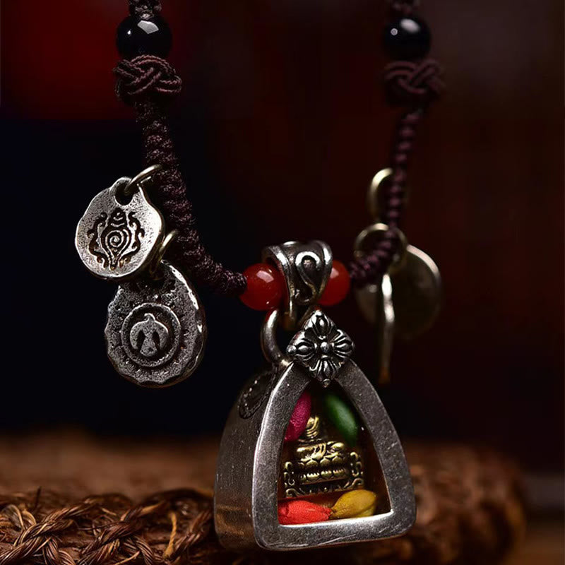Tibetan Medicine Buddha Compassion Braided Rope Necklace Pendant - Image 3